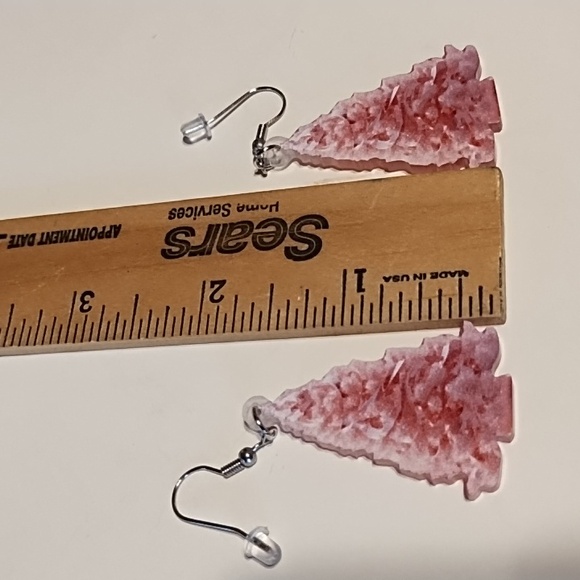 NWT Pink Christmas Tree Earrings - Picture 3 of 3